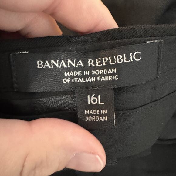 Banana Republic Siena Slim Italian Wool Ankle Pant Size 16L Tall Black Corporate - Picture 6 of 15